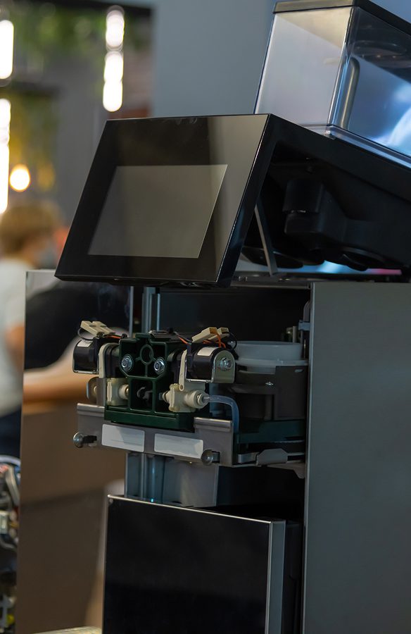 Modern coffee machine close-up